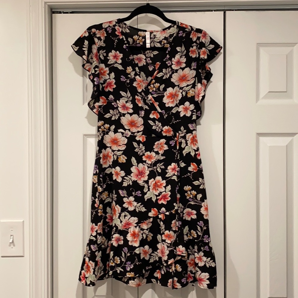 Xhiliration Floral Wrap Dress